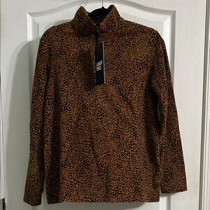 Lands' End Women's Brown Leopard Print Sweatshirt